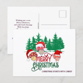 Christlich MERRY CHRISTMAS MUSHROOMS Feiertagspostkarte