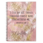 Christlich Moderner Girl Pink Gold Glitzer Künstle Notizblock (Vorderseite)