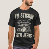 Christlich Music Funny Drum Jesus Rock Drummer Gif T-Shirt (Vorderseite)