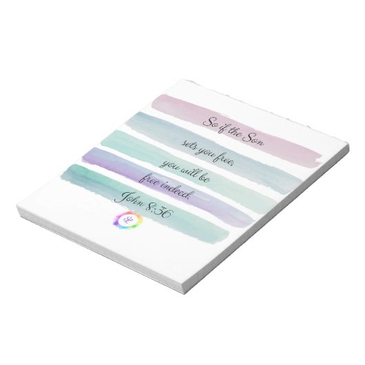 Christlich Notepad mit Bibelverse John 8:36 Notizblock (Rotiert)