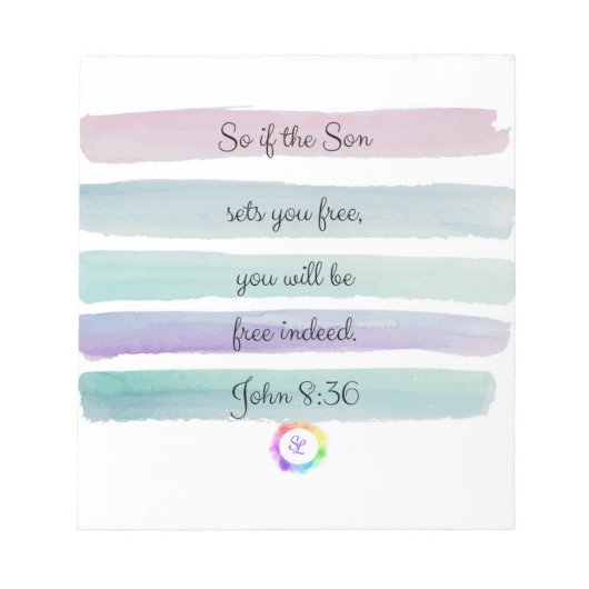 Christlich Notepad mit Bibelverse John 8:36 Notizblock (Vorderseite)