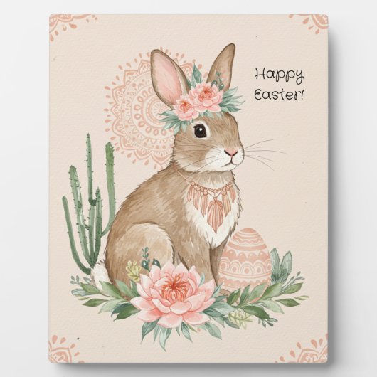 Christlich Oaster Bunny Boho Pastel Fotoplatte (Vorderseite)