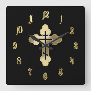 Christlich orthodox Kreuz Quadratische Wanduhr