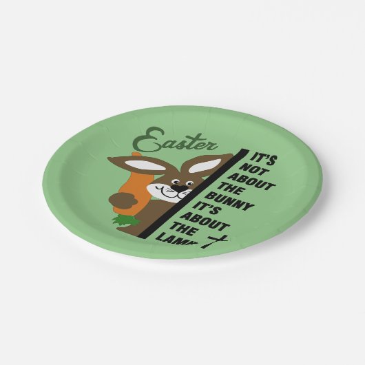 Christlich Osterhase Pappteller (Schrägansicht)