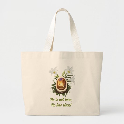 Christlich Ostern Er ist Rised Egg Höhle Thorn Cro Jumbo Stoffbeutel (Vorne)