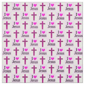 CHRISTLICH PINK CROSS I LIEBE JESUS FABRIC STOFF (Muster)