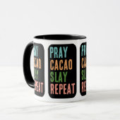 Christlich PRAY CACAO SLAY WIEDERHOLEN Tasse (Vorderseite Links)