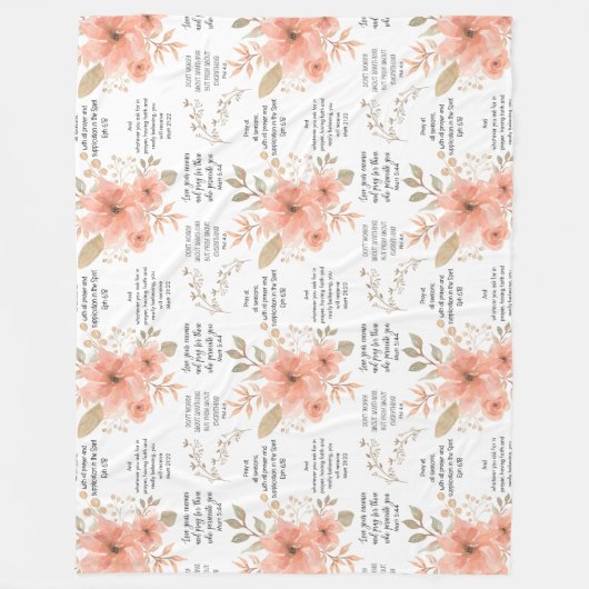 Christlich PRAYER Peach floral Fleecedecke (Vorderseite)
