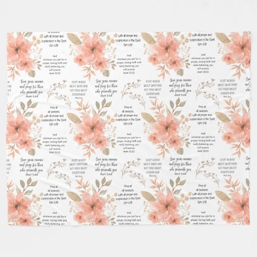 Christlich PRAYER Peach floral Fleecedecke (Vorderseite (Horizontal))