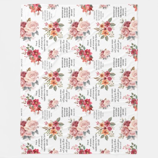 Christlich PRAYER Peach floral Fleecedecke (Vorderseite)