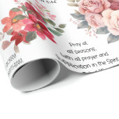 Christlich PRAYER Peach floral Geschenkpapier (Rolleneckpunkt)