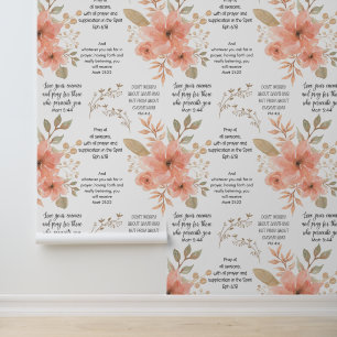 Christlich PRAYER Peach floral Tapete