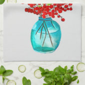 Christlich-rote Beeren Aquarellkunst Geschirrtuch (Gefaltet)