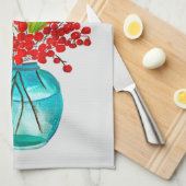 Christlich-rote Beeren Aquarellkunst Geschirrtuch (Viertel Falte)