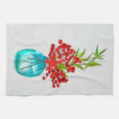 Christlich-rote Beeren Aquarellkunst Geschirrtuch (Horizontal)