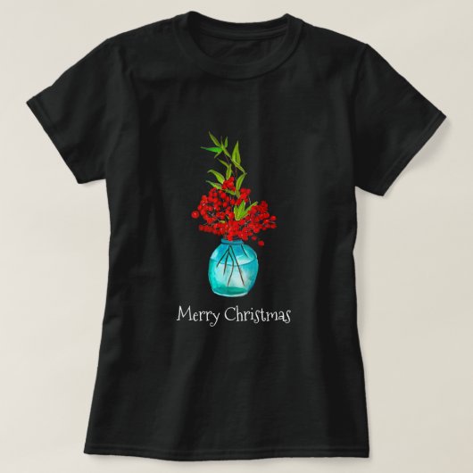 Christlich-rote Beeren Aquarellkunst T-Shirt (Design vorne)