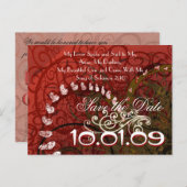 Christlich Save the Date Burgunderherzen - Ankündigungspostkarte (Vorne/Hinten)