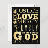 Christlich Scriptural Bible Verse - Micah 6:8 Postkarte (Vorne/Hinten)