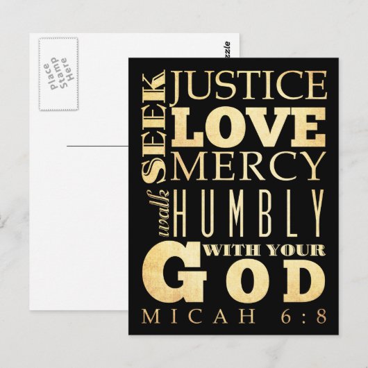 Christlich Scriptural Bible Verse - Micah 6:8 Postkarte (Vorne/Hinten)