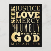 Christlich Scriptural Bible Verse - Micah 6:8 Postkarte (Vorderseite)
