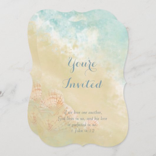 Christlich Scripture Beach Seashell Zielort Einladung (Vorne/Hinten)