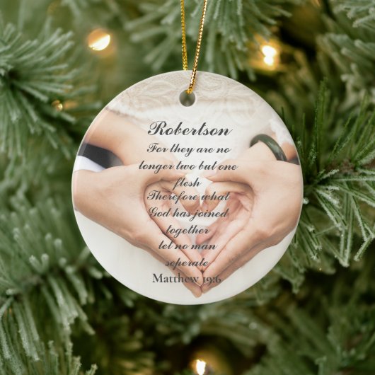 Christlich Scripture Wedding Foto Keramik Ornament (Baum)