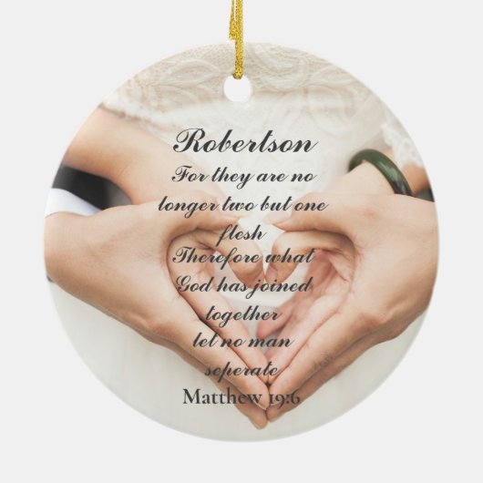 Christlich Scripture Wedding Foto Keramik Ornament (Hinten)