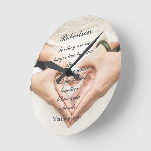 Christlich Scripture Wedding Foto Runde Wanduhr (Winkel)