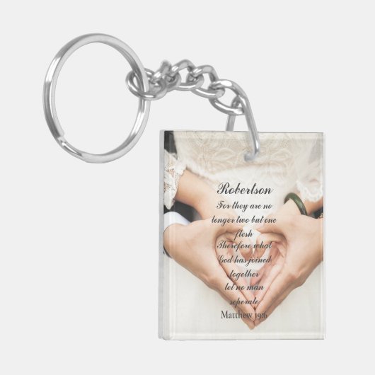 Christlich Scripture Wedding Foto Schlüsselanhänger (Vorderseite links)