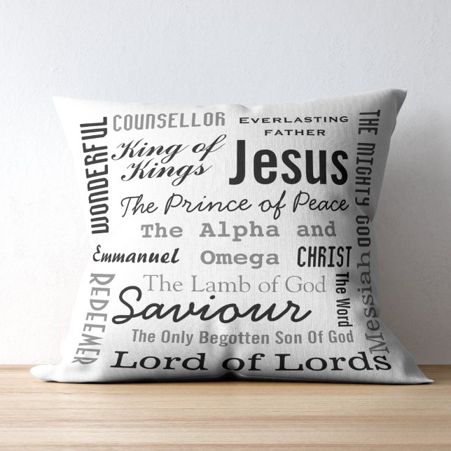 Christlich siebzehn Namen Jesu Kissen (The Names of Jesus Throw Pillow)