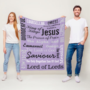 Christlich siebzehn Namen Jesu Lila Fleecedecke
