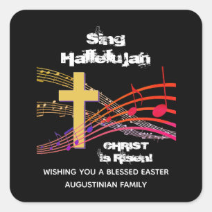 Christlich SING HALLELUJAH CHRIST IST RISEN OsterM Quadratischer Aufkleber