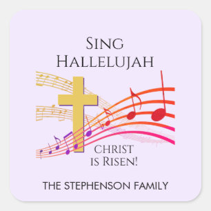 Christlich SINGT HALLELUJA CHRISTUS IST AUFERSTAND Quadratischer Aufkleber