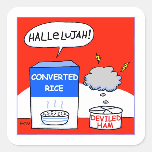 Christlich Spaß Feinschmecker Cartoon Quadratischer Aufkleber (Vorderseite)