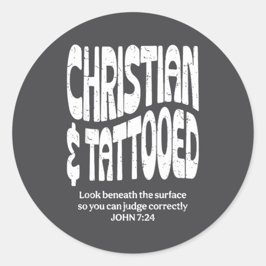 Christlich und tätowiert runder aufkleber (Vorderseite)
