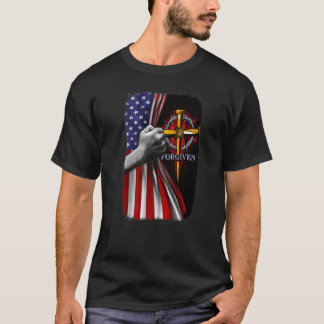 Christlich Vergeben Jesus Löwe Amerikanische Flagg T-Shirt