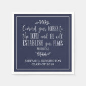 Christlich Verse Typografie Navy Blue Abschluss Serviette (Vorderseite)