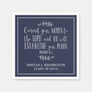 Christlich Verse Typografie Navy Blue Abschluss Serviette