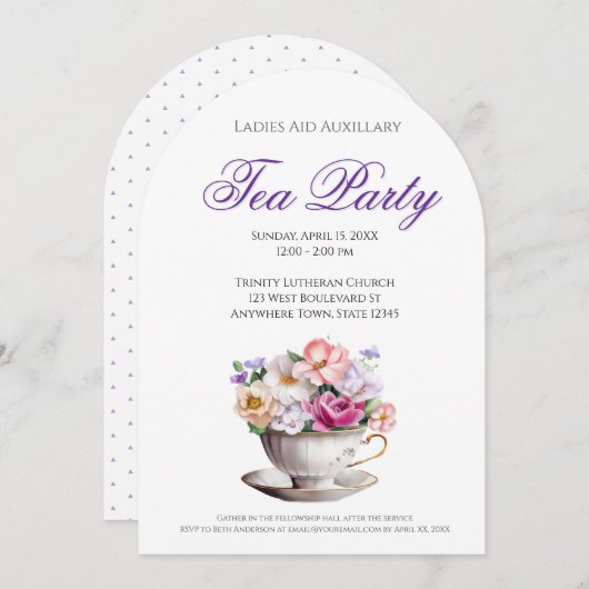 Christlich Women Tee Party Einladung (Vorne/Hinten)