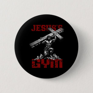 Christlich Workout T-Shirt Jesus's Gym Bodybuilder Button