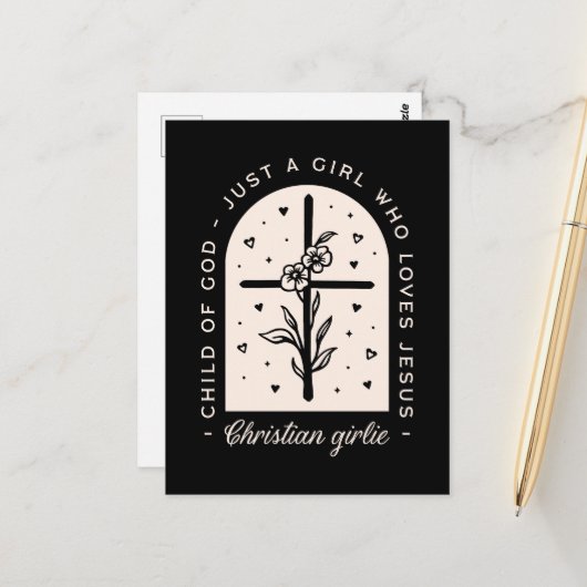 Christlich zitiert nur ein Mädchen, das Jesus über Postkarte (Vorderseite/Rückseite Beispiel)