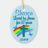 CHRISTLICHE 50. GEBURTSTAG PERSONALISIERTE ORNAMEN KERAMIKORNAMENT (Hinten)