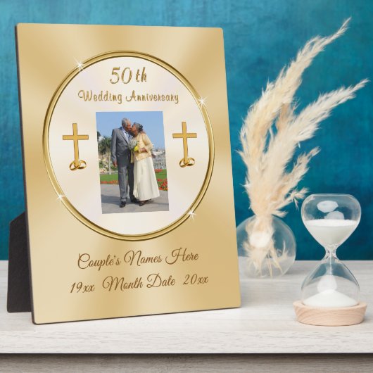 Christliche 50 Jahre Jubiläum Plaque Personalisier Fotoplatte (Seite)