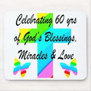 CHRISTLICHE 60. GEBURTSTAGSKREUZUNG UND SCHALTFLEU MOUSEPAD