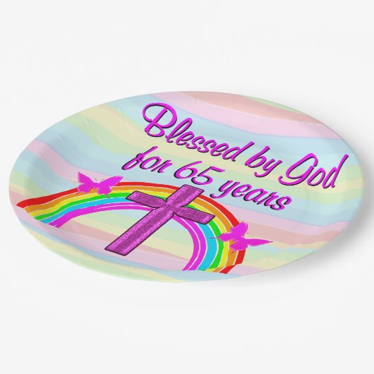 CHRISTLICHE 65. BIRTHDAY PARTY PAPER-TELLER PAPPTELLER (Schrägansicht)