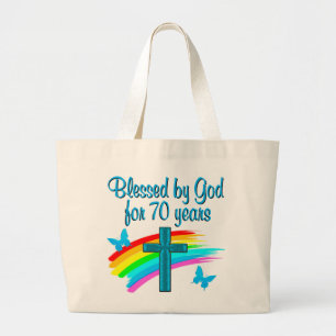 CHRISTLICHE 70. GEBURTSTAGSKRÄFE UND REGENBOWS JUMBO STOFFBEUTEL