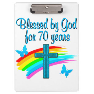 CHRISTLICHE 70. GEBURTSTAGSKRÄFE UND REGENBOWS KLEMMBRETT