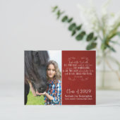 Christliche Abschluss Bibel Verse | Rustikal rot Postkarte (Stehend Vorderseite)