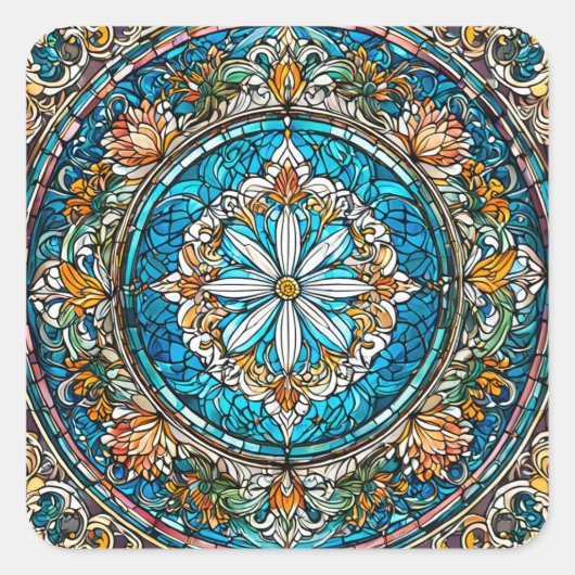 Christliche Abstrakte Kunst aus Hartglas Quadratischer Aufkleber (Vorderseite)