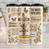 Christliche Affirmation Rustic Floral Collage Thermosbecher